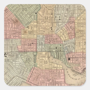 Baltimore Map door Mitchell Vierkante Sticker