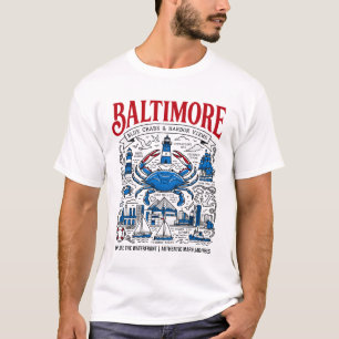 Baltimore Maryland Blauwe Krab En Haven Illustrati T-shirt