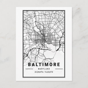 Baltimore, Maryland City Map Minimalist Art Briefkaart