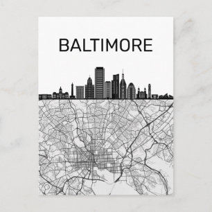 Baltimore Maryland City Skyline avec carte postale