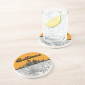 Baltimore Maryland City Skyline met kaart Zandsteen Onderzetter (Zijkant)