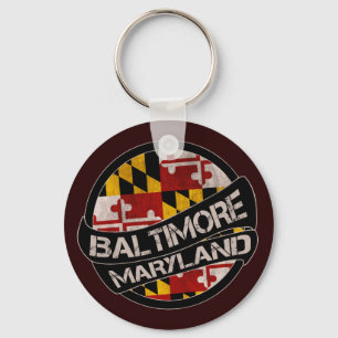 Baltimore Maryland flag grunge sleutelhanger