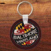 Baltimore Maryland flag grunge sleutelhanger (Voorkant)