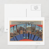 Baltimore, Maryland - Grote letterscènes Briefkaart (Voorkant / Achterkant)