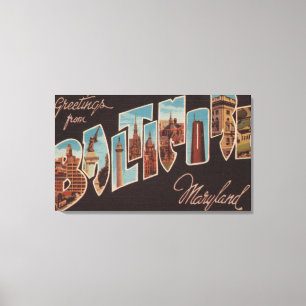 Baltimore, Maryland - Grote letterscènes Canvas Afdruk