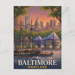 Baltimore Maryland Inner Harbor Historische Reis Briefkaart