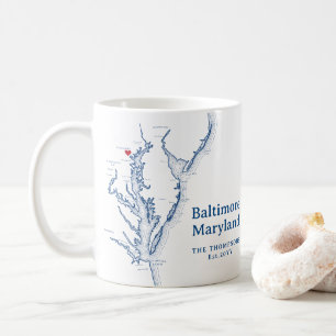 Baltimore Maryland Kaart Cadeau Marine Blauw Koffiemok