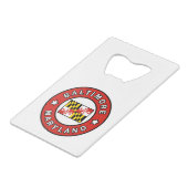 Baltimore Maryland Kredietkaart Flessenopener (Voorkant Gekanteld)