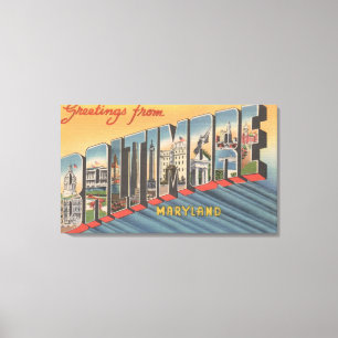 Baltimore, Maryland - Large Letter Scenes 2 Canvas Afdruk