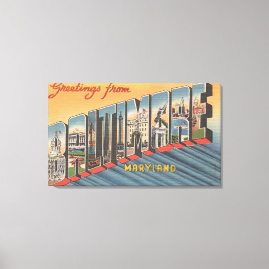 Baltimore, Maryland - Large Letter Scenes 2 Canvas Afdruk (Voorkant)