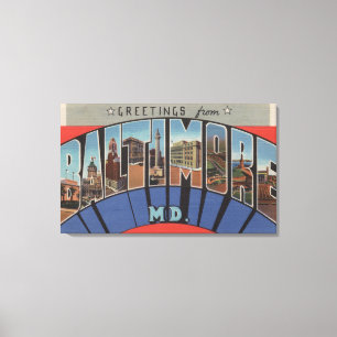 Baltimore, Maryland - Large Letter Scenes 3 Canvas Afdruk