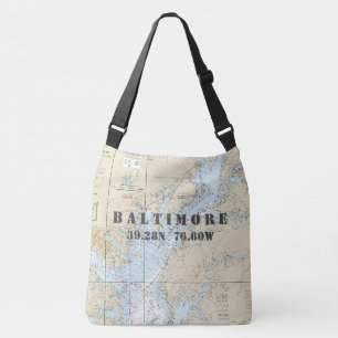 Baltimore Maryland Latitude Nautical Crossbody Tas