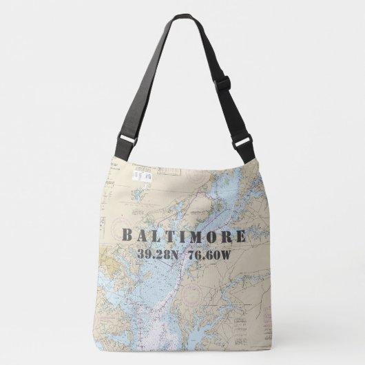 Baltimore Maryland Latitude Nautical Crossbody Tas (Voorkant)