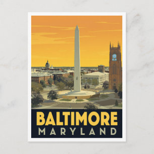Baltimore Maryland Monument Vintage Kunst Briefkaart