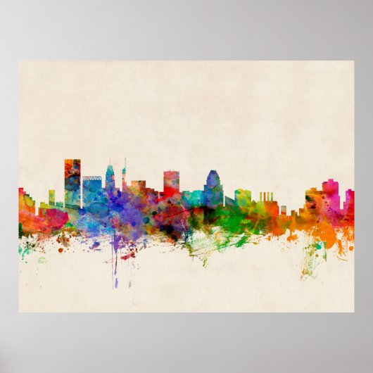 Baltimore Maryland Skyline Cityscape Poster (Voorkant)