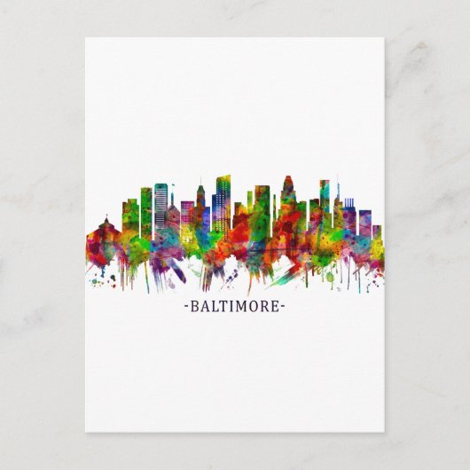 Baltimore Maryland Skyline Uitnodiging Briefkaart (Voorkant)