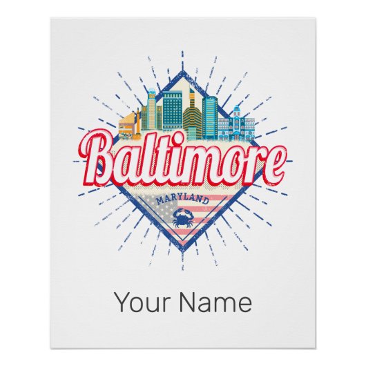 Baltimore Maryland Verenigde Staten Skyline  Perfect Poster (Voorkant)
