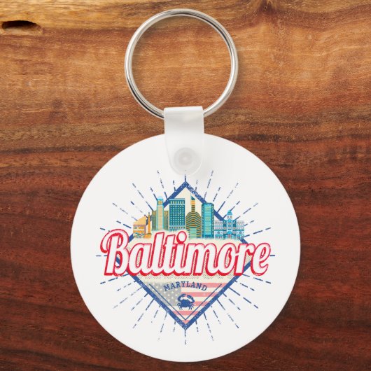 Baltimore Maryland Verenigde Staten Skyline  Sleutelhanger (Voorkant)