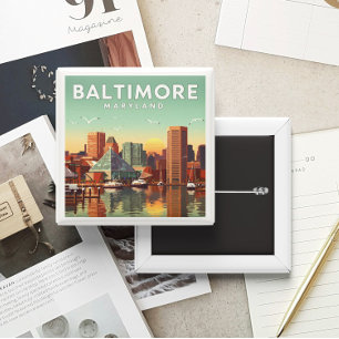  Baltimore Maryland Vierkante Button 5,1 Cm