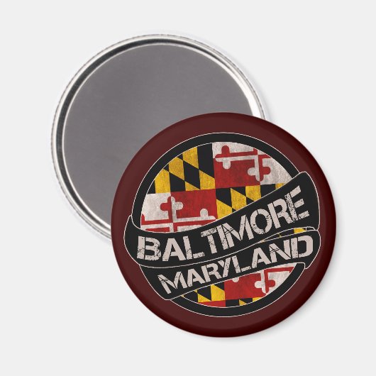 Baltimore Maryland vlag grunge magneet (Voorkant / Achterkant)