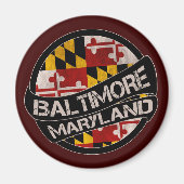 Baltimore Maryland vlag grunge magneet (Voorkant)