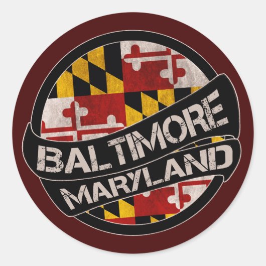 Baltimore Maryland vlag grunge stickers (Voorkant)