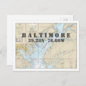 Baltimore MD Carte marine Latitude Longitude (Devant / Derrière)
