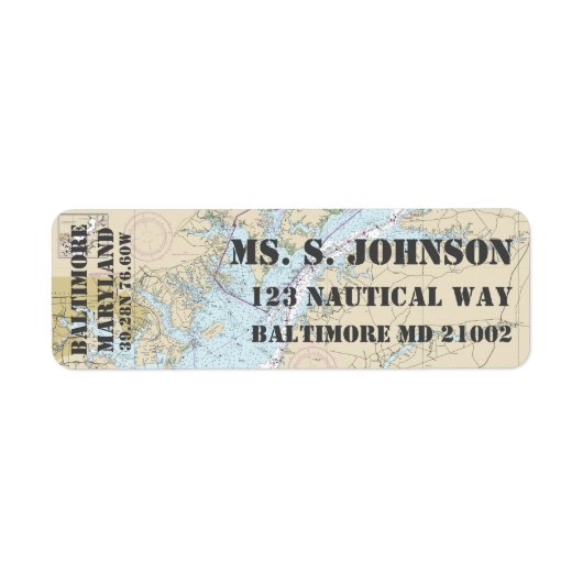 Baltimore MD Home Port Nautical Navigation Chart Etiket (Voorkant)
