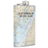 Baltimore MD Latitude Longitude Nautical Heupfles (Rechts)