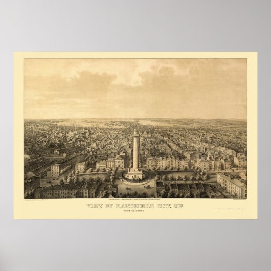 Baltimore, MD Panoramic Map - 1862 Poster (Voorkant)