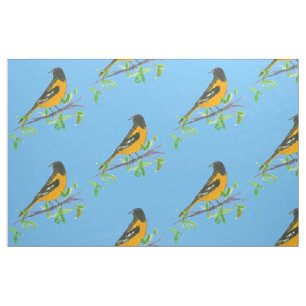 Baltimore Oriole Bird Blue Stof