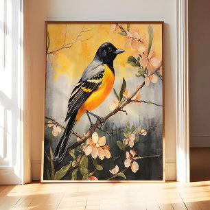 Baltimore Oriole-kunstprintposter, vintage vogel W Poster