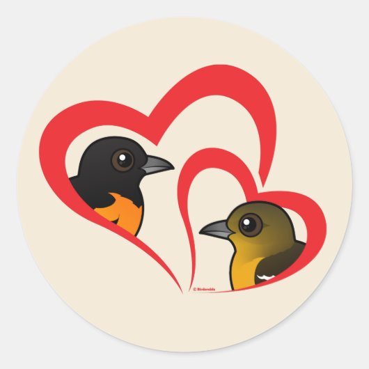 Baltimore Oriole Love Ronde Sticker (Voorkant)