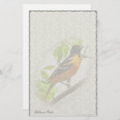 Baltimore Oriole Maatwerk Briefpapier (Voorkant / Achterkant)