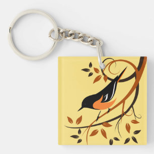 Baltimore Oriole Stylized Bird Design Sleutelhanger