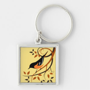 Baltimore Oriole Stylized Bird Design Sleutelhanger