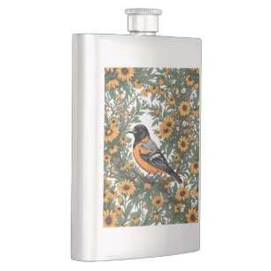Baltimore Oriole Vogel En Black Eyed Susan Bloemen Flacon