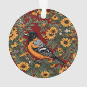 Baltimore Oriole Vogel En Black Eyed Susan Bloemen Ornament (achterkant)