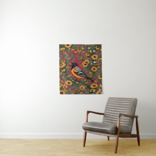 Baltimore Oriole Vogel En Black Eyed Susan Bloemen Wandkleed