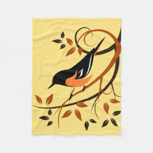 Baltimore Oriole Vogel Op Tak Fleece Deken