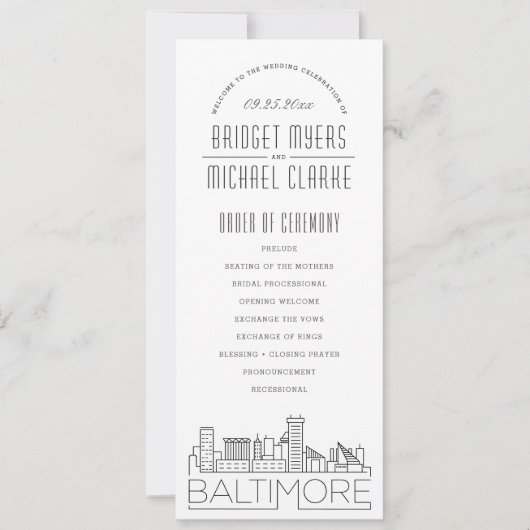 Baltimore | Programme Moderne de Mariage Déco (Devant)