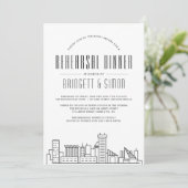 Baltimore Rehearsal Dinner | Skyline Invite Kaart (Staand voorkant)