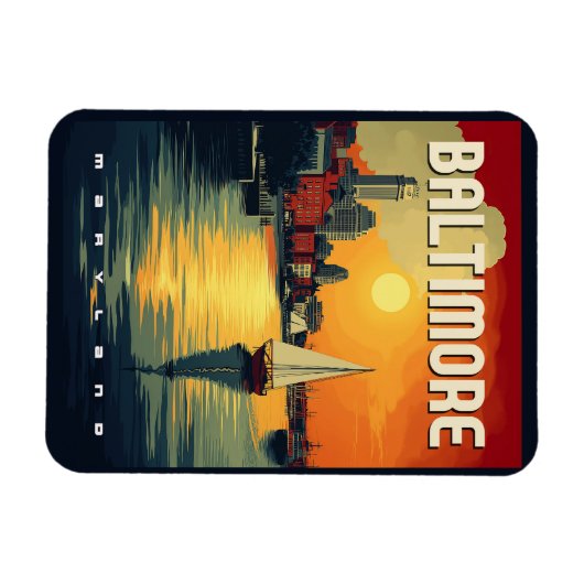 Baltimore Retro Reizen Magneet (Horizontaal)