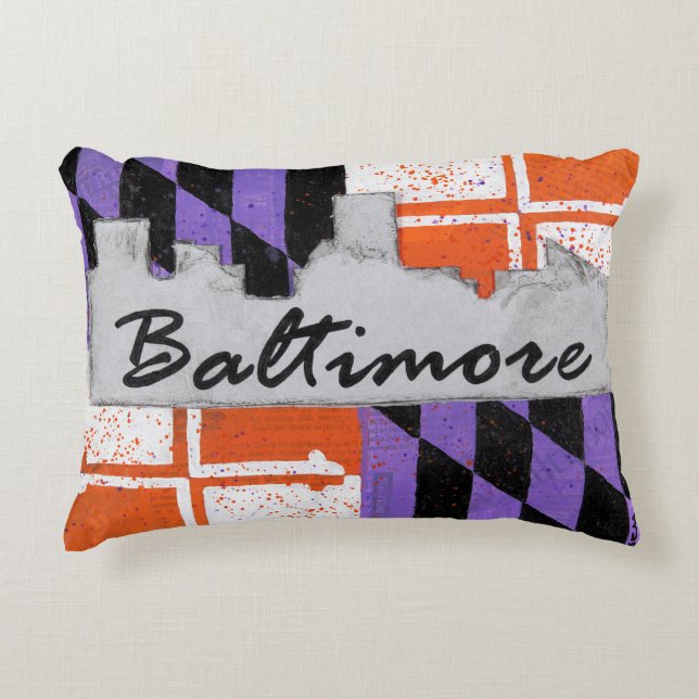 Baltimore Skyline Accent Pillow Kussen (Voorkant)