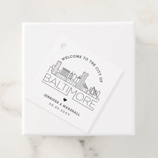 Baltimore Skyline | Bruiloft Welkom Favor Bedankjes Labels (In situ)