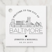 Baltimore Skyline | Bruiloft Welkom Favor Bedankjes Labels (Voorkant)