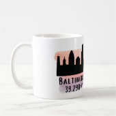 Baltimore Skyline Latitude en Lengtegraad Koffiemok (Links)
