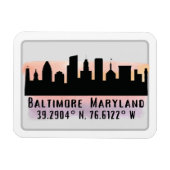Baltimore Skyline Latitude en Lengtegraad Magneet (Horizontaal)