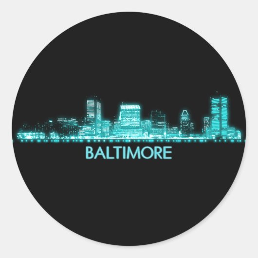 Baltimore Skyline Ronde Sticker (Voorkant)