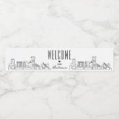 Baltimore Skyline | Welkomstbericht Waterfles Etiket (Enkel label)